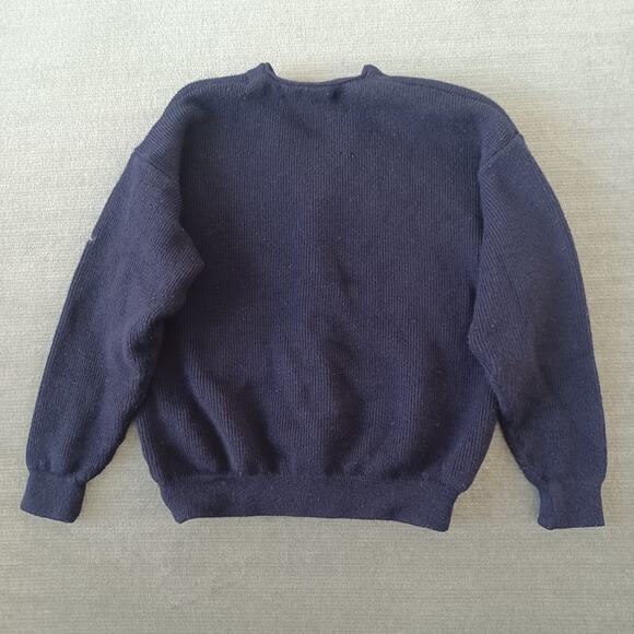 VTG Blarney Castle Knitwear Cardigan Sweater Mens L Blue Wool Irish Embroidered - Picture 2 of 10